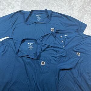 Buffalo Outdoors Blue Quarter Button Mens Cotton Mix 3-Shirt Bundle